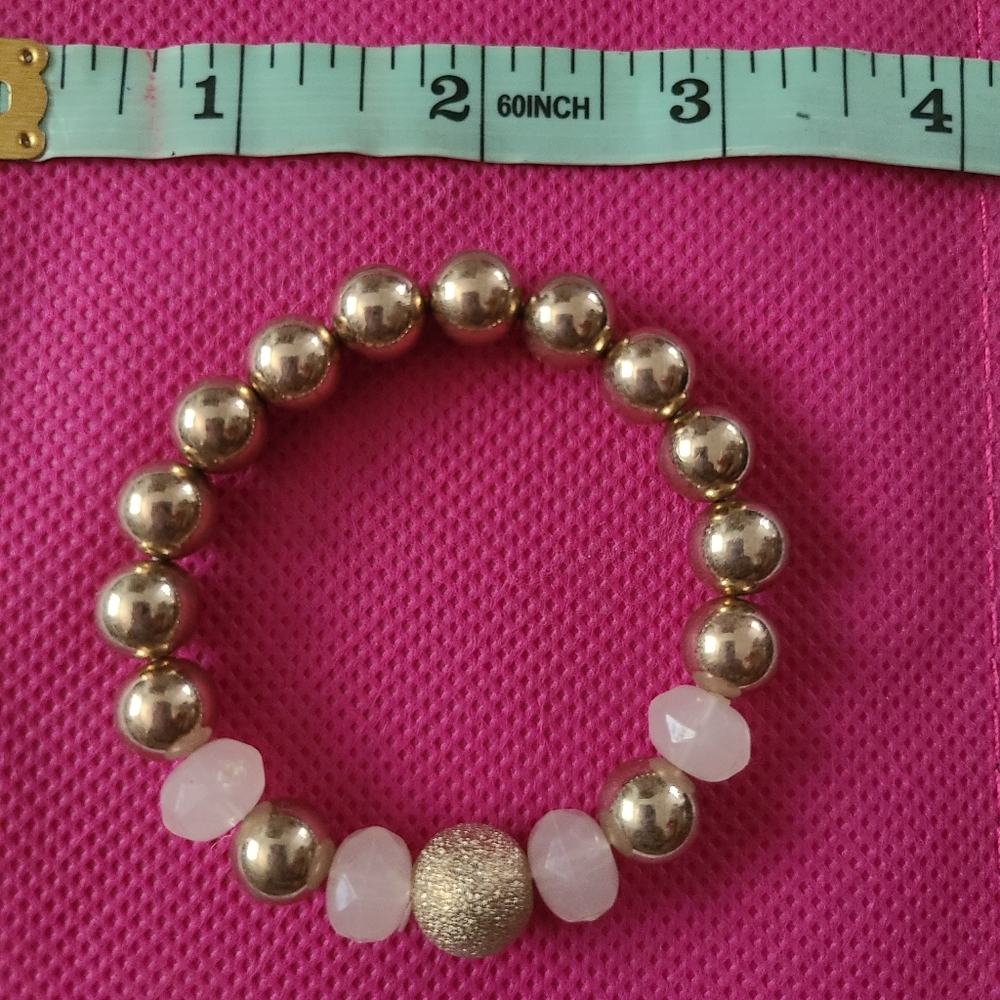 Beaded elastic bracelet by L & L is a chic, lightweight accessory